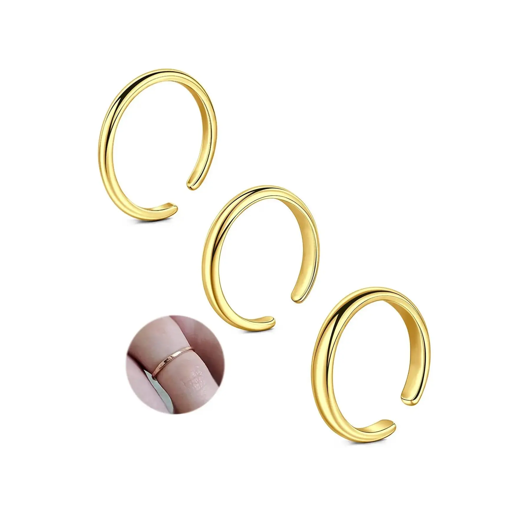 Gold Toe Rings for Women Silver Toe Ring Non Tarnish Stainless Steel Waterproof Adjustable Anklets for Women Rings Jewelry Simple Minimalist Plain Design Trendy 2/3/4mm Body Jewellery