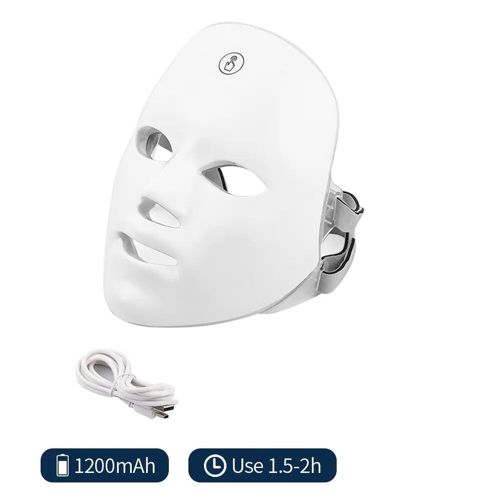 USB Rechargeable Facial Beauty Mask(with box), 1 Piece Professional Facial Skin Care Mask with 7 Color LED Light, Facial Beauty Instrument for Women & Men, LED Photorejuvenation Mask, Led Face Mask