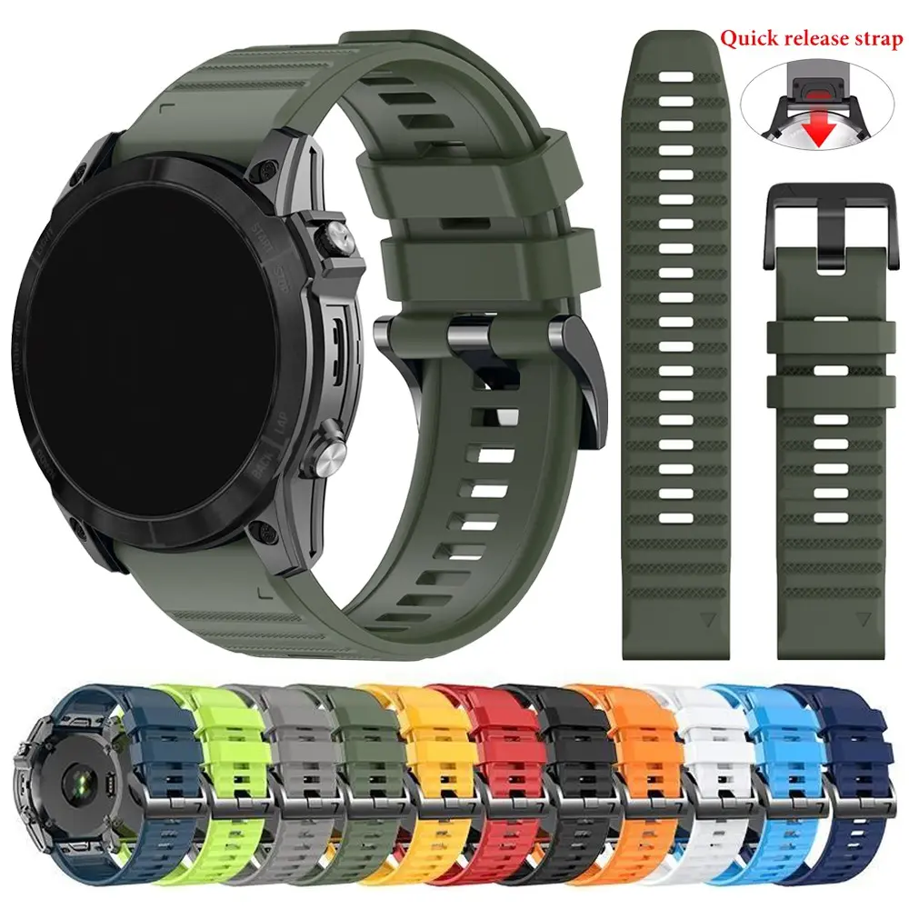 22/26mm Quickfit Sport Silicone Strap Compatible with Garmin Fenix 8 8Pro 47mm 51mm E 7 7X Solar 6 6X 5 5X puls/Epix Pro/Enduro 3/Tactix 8/Forerunner 970 955 Solar/instinct 3 2X Replacement Watch Band