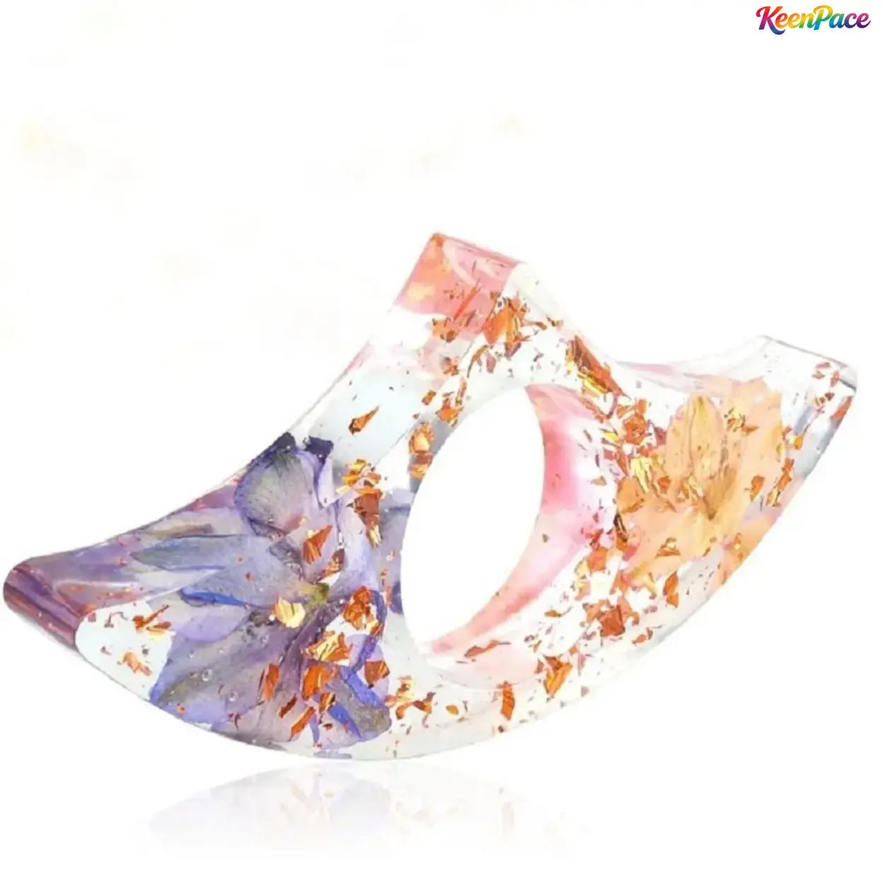 1 Piece Dried Flower Resin Acrylic Book Holder, Creative Thumb Ring Page Holder, Exquisite Dried Flower Decor Bookmark, Portable Reading Accessory for Book Lovers and Avid Readers