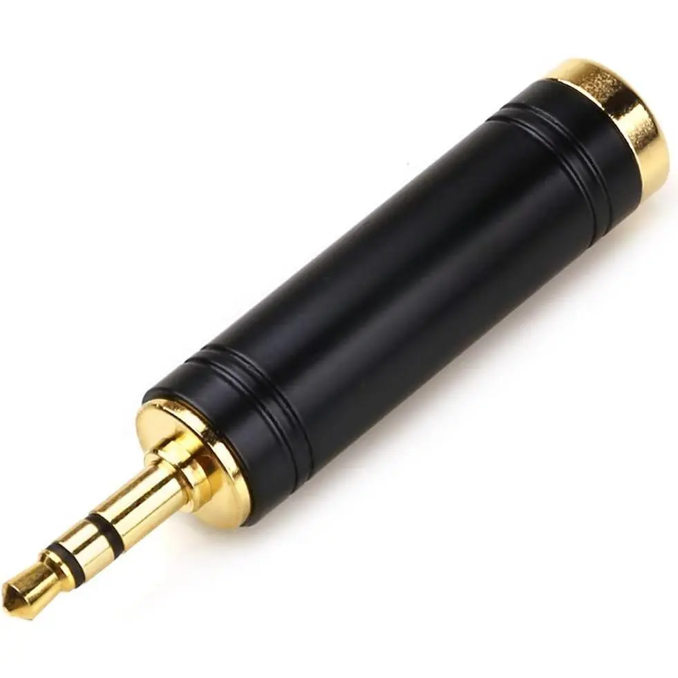 3.5mm to 1/4'' Stereo Audio Adapter, 1/8'' (3.5mm) Male Plug to 1/4'' (6.35mm) Jack Female Headphone Adapter, Pure Copper -Plated Connector for Amp, Guitar, Piano,  Theater - Black