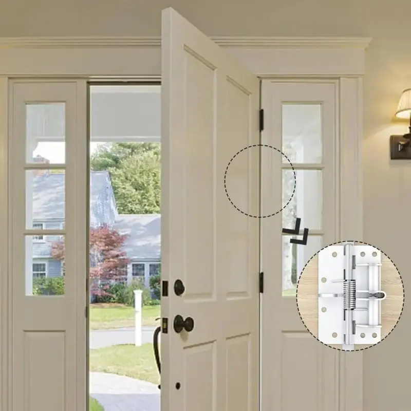 Automatic Door Hinge Wooden Door Hinges Multi-Functional Closing Device with Positioning 90 Degrees 4 Inch Invisible Door Spring Hinge