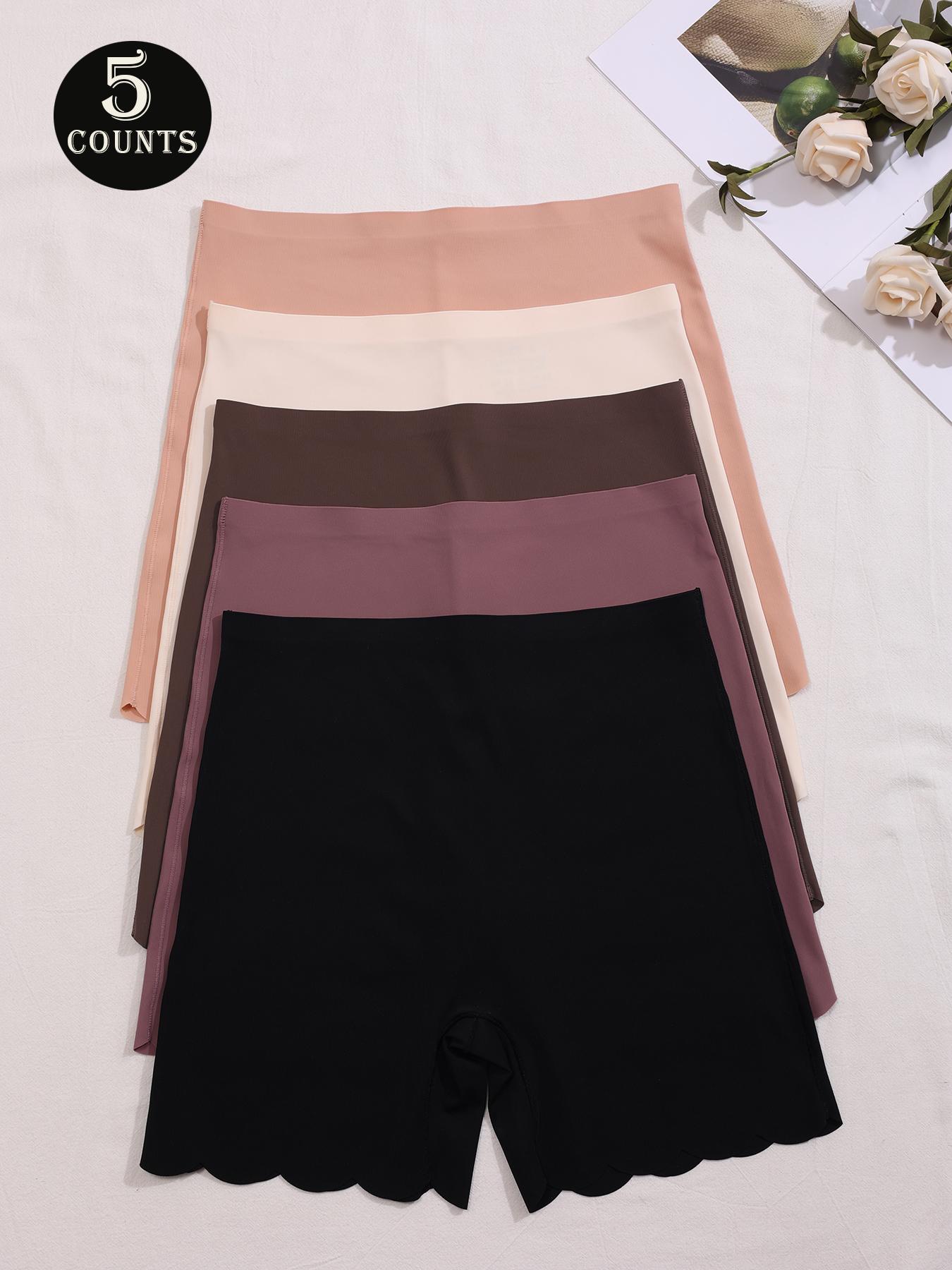 Women's Solid Color Scallop Trim Boyshorts, Soft Fit Panty, Soft Comfy Breathable Panty for Daily Wear, Underwear for All Seasons