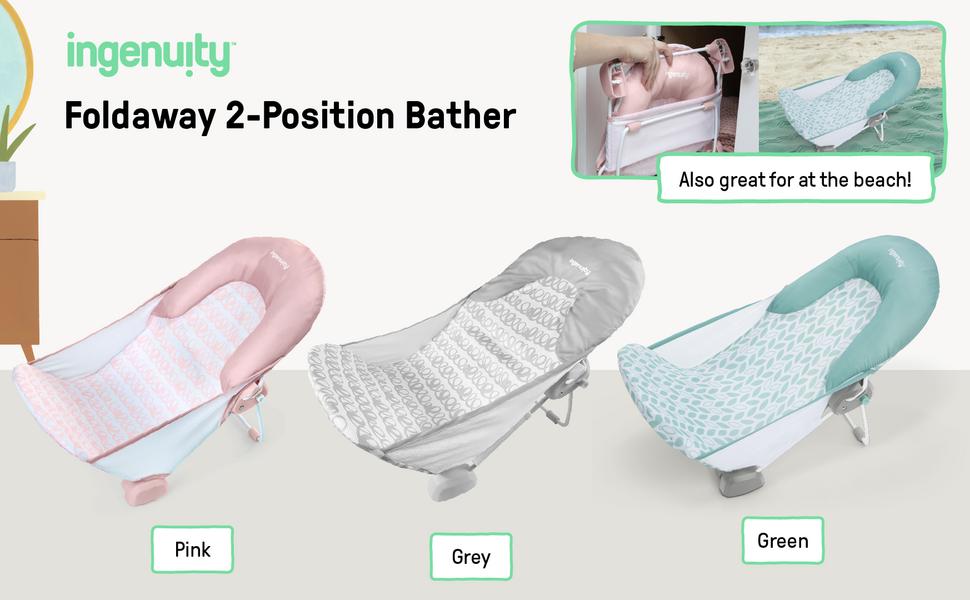 Foldaway 2-Position Baby Bath Seat, Adjustable Support for Sink or Bathtub, Ages 0-6 Months up to 20 Pounds, Machine-Washable Sling Foldaway 2-Position Baby Bath Seat, Adjustable Support for Sink or Bathtub, Ages 0-6 Months up to 20 Pounds, Machine-Washable Sling