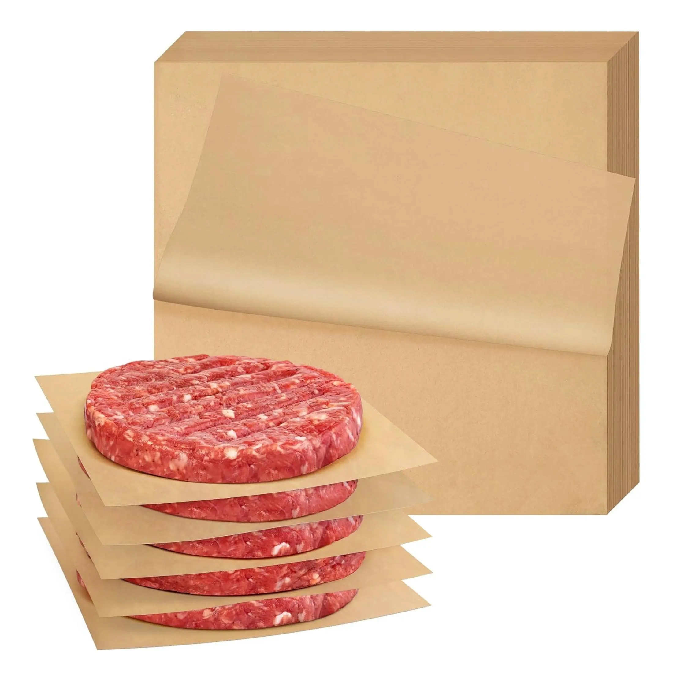 [Original Waxed Paper] 50/100/200/300 sheets of brown original parchment paper, unbleached, non-stick and non-stick waxed paper for individual hamburgers, cookies, baking parchment paper suitable for baking, grilling, air fryers, steaming and microwaves