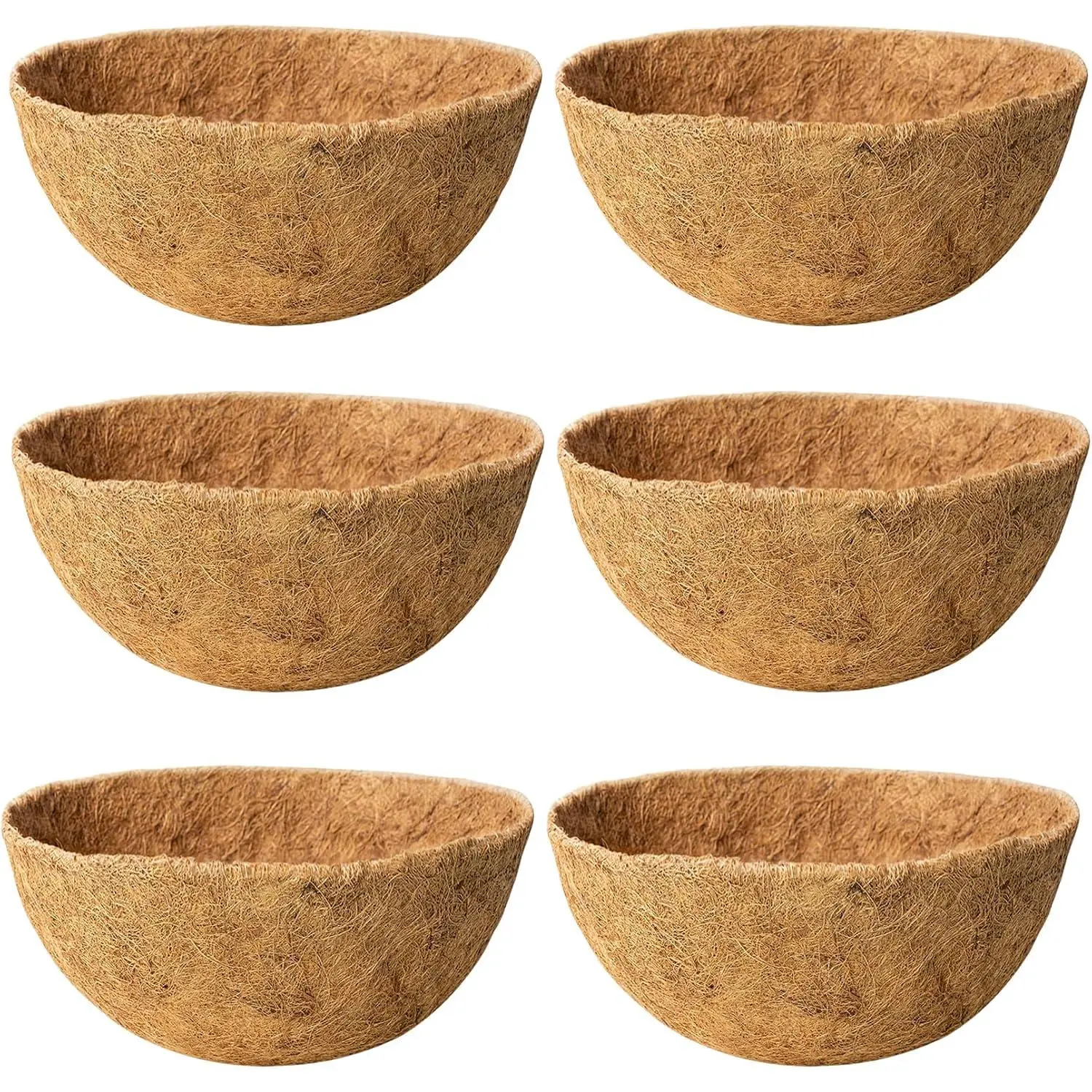 6 Pack 12 Inch Coco Liners for Hanging Baskets Coconut Husk Plant Liners 100% Natural Round Coco Coir Liner for Hanging Basket Flowers