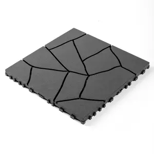 44pcs Dark Gray Stone-Style 12" Width Polypropylene Interlocking Pieces Click-Parquet Deck Tiles, 0.75 lbs 0.8" Height DIY Modular Flooring, Easy to Install Solid and Reliable for Patio, Balcony (Indoor/Outdoor Home Improvement Building Supplies)
