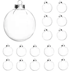 16 pcs Hanging Clear Plastic Fillable 2.36"(60mm) DIY Christmas Balls Craft Ornaments for Christmas Tree Halloween Wedding Birthday Party Decorations Creative Gifts
