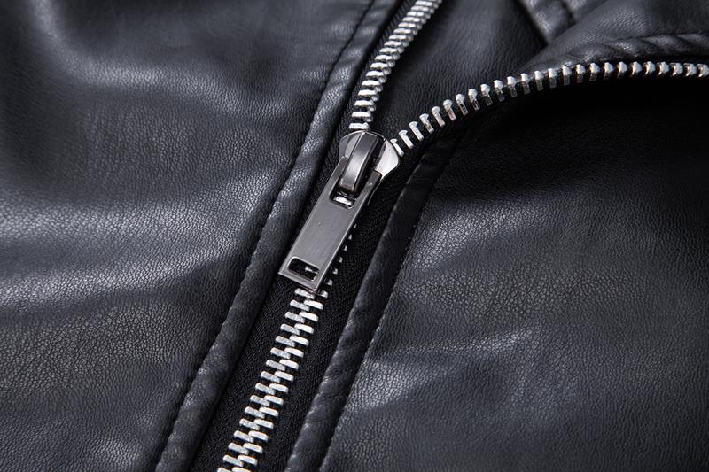 Men's fashionable black PU leather jacket - A versatile and fashionable black mid-length hooded motorcycle leather jacket for winter stand-up collar casual men. Besides keeping warm for men