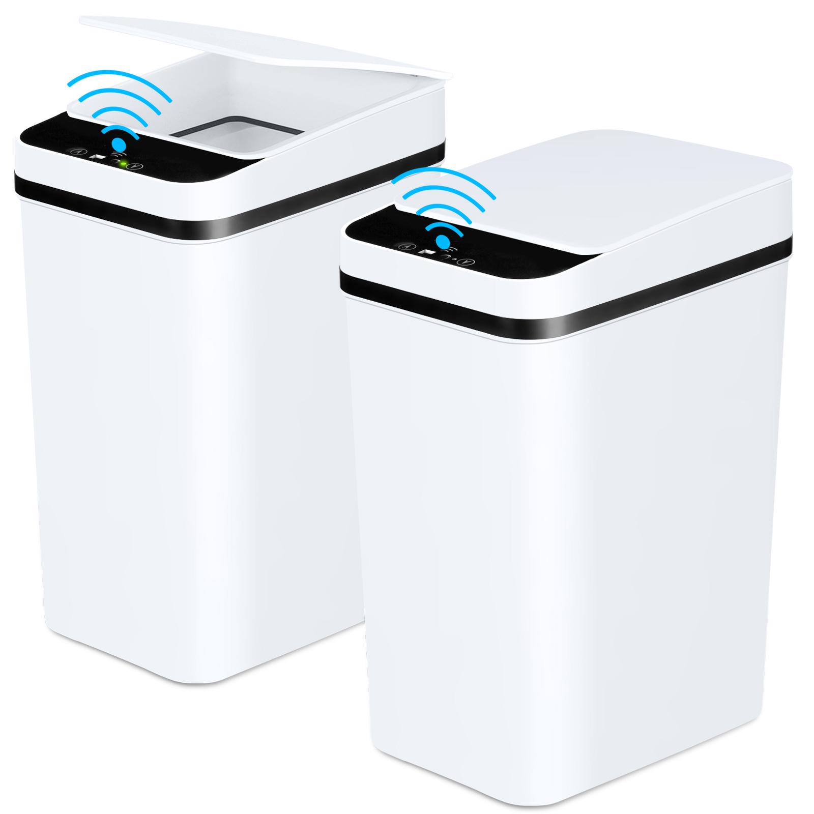 2 Pack 2.2 Gallon Bathroom Automatic Trash Can Touchless Smart Motion Sensor Garbage Can with Lids Small Narrow Electric Garbage Bin for Bedroom Living Room Office