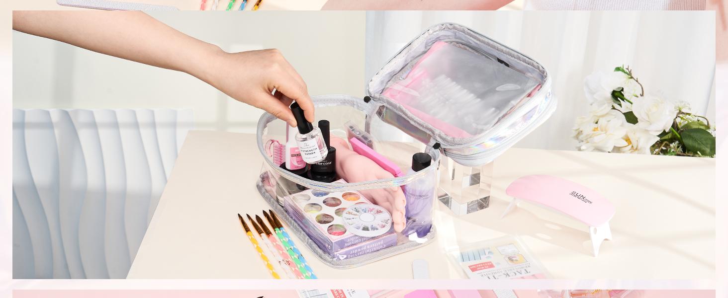 Nail Kit for Beginners with Everything: Professional Nail Acrylic Powder Liquid Set with Practice Hand Drill U V Light in Cosmetic Bag for Women Salon Home (Pink) Nail Kit for Beginners with Everything: Professional Nail Acrylic Powder Liquid Set with Practice Hand Drill U V Light in Cosmetic Bag for Women Salon Home (Pink)