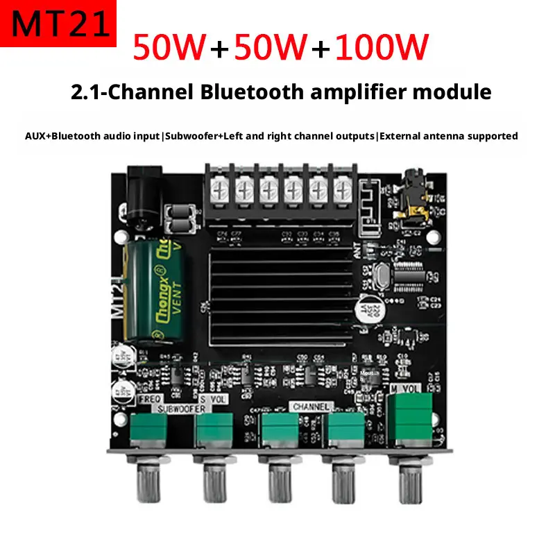 High-Power MT21 2.1-Channel Bluetooth Digital Amplifier Module Board with High Tones, Low Tones, Heavy Bass (Household Appliance Part Accessory)