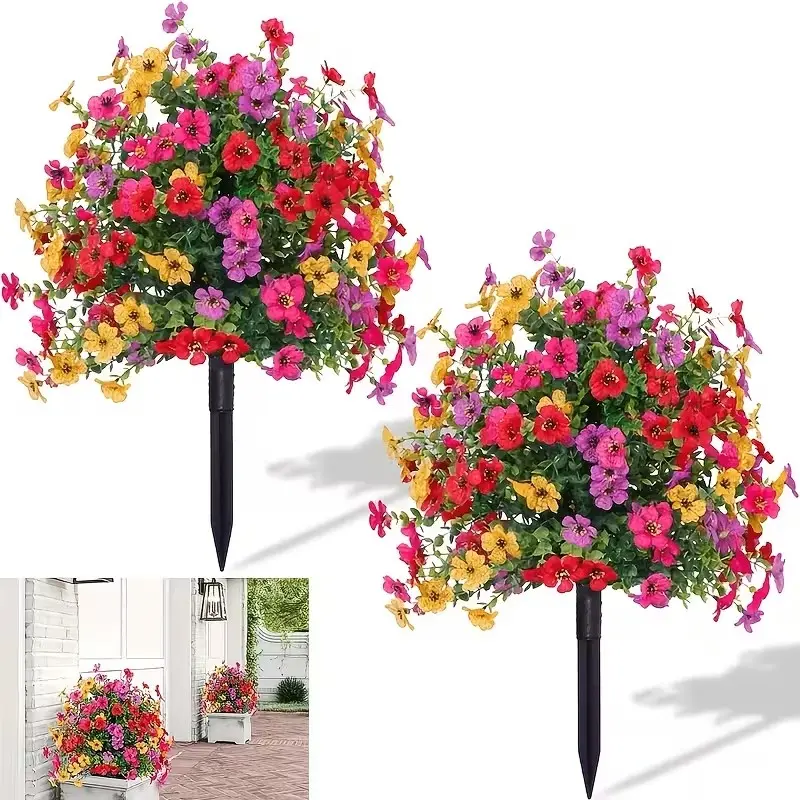 High-Quality Artificial Potted Flower Tree, Realistic Colorful Flowers, Plastic Simulation Bush, Indoor/outdoor Decor, Spring/summer