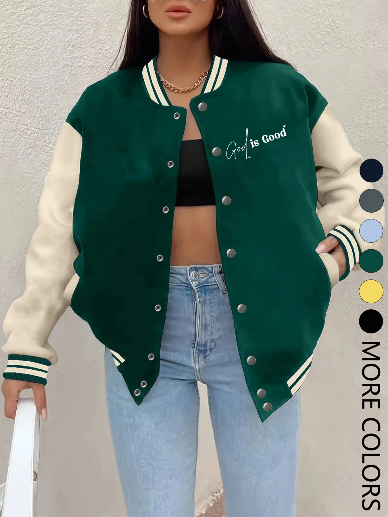 New Women's Baseball Jacket for Fall Winter, Creative Letter Print, Casual Sport Coat, Comfortable Versatile Jacket, Hip-Hop Style, Multiple Colors