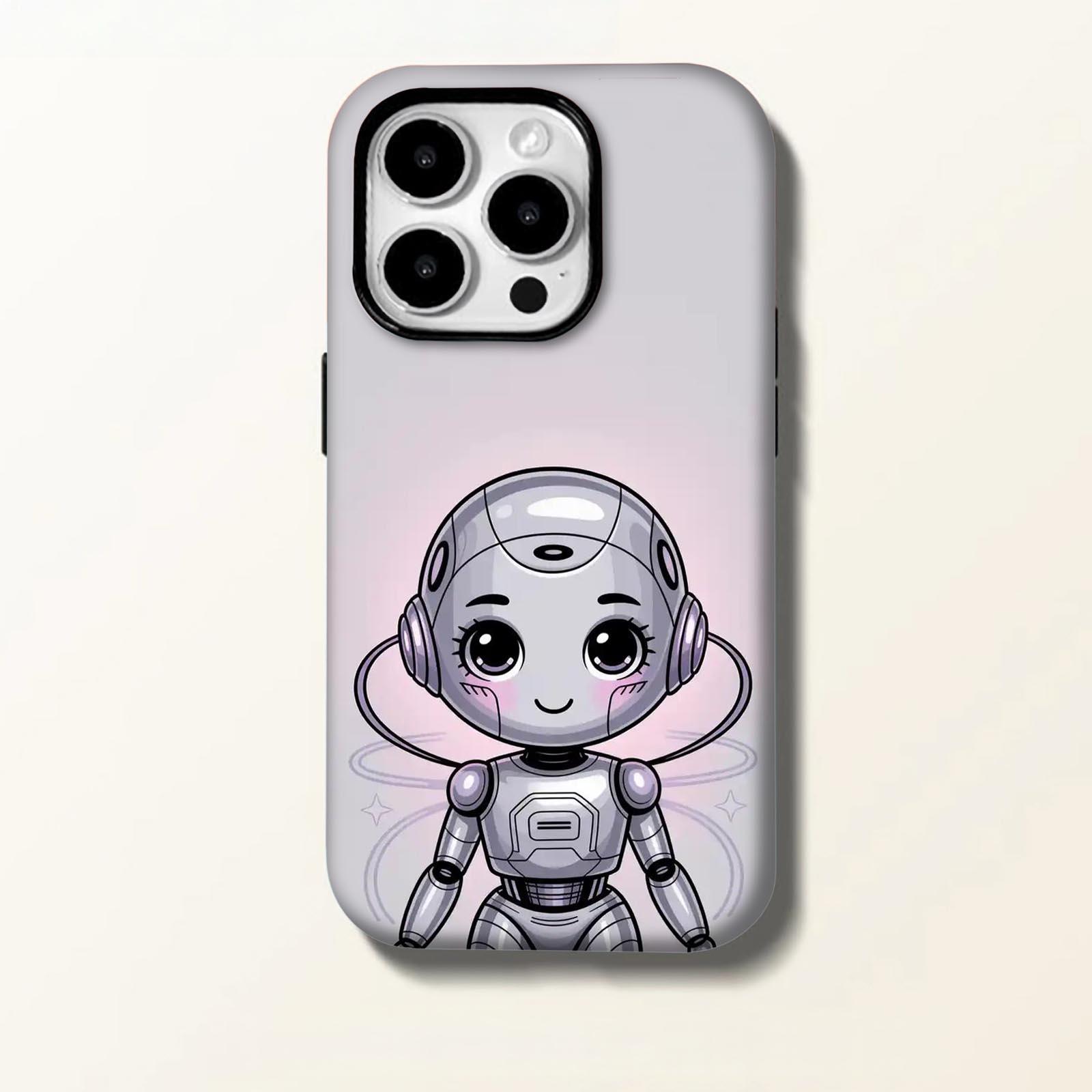 Cute, robot, cartoon Soft And Hard Two-In-One Film Printed Full Pattern Case For IPhone 16 15 14 13 1211 Pro Max Plus Phone Case
