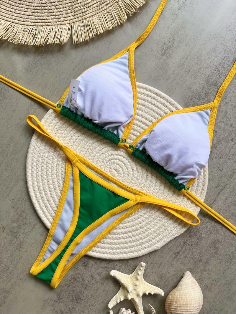 Brazil Flag Embroidery Bikini – New Letter Embroidered Swimsuit, Sexy Women’s Beach Swimwear