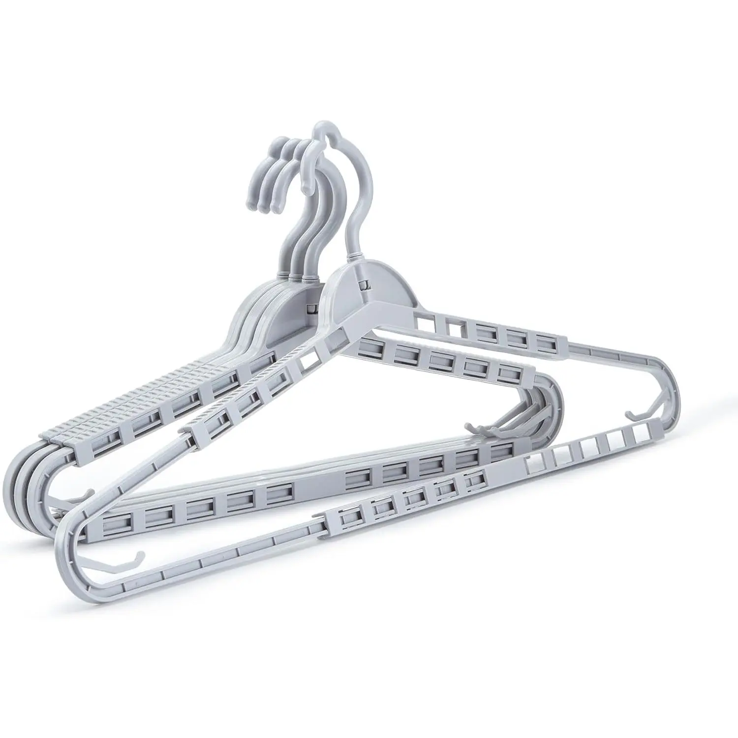 Extra Large Adjustable Hangers 4 Pack, Heavy Duty Clothes Hangers with 360° Rotating Hook, Sturdy Plastic Hangers Ideal for Coat,Sweaters, Jackets, Bath Towels, Oversized Garments (Gray)