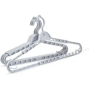 Extra Large Adjustable Hangers 4 Pack, Heavy Duty Clothes Hangers with 360° Rotating Hook, Sturdy Plastic Hangers Ideal for Coat,Sweaters, Jackets, Bath Towels, Oversized Garments (Gray)