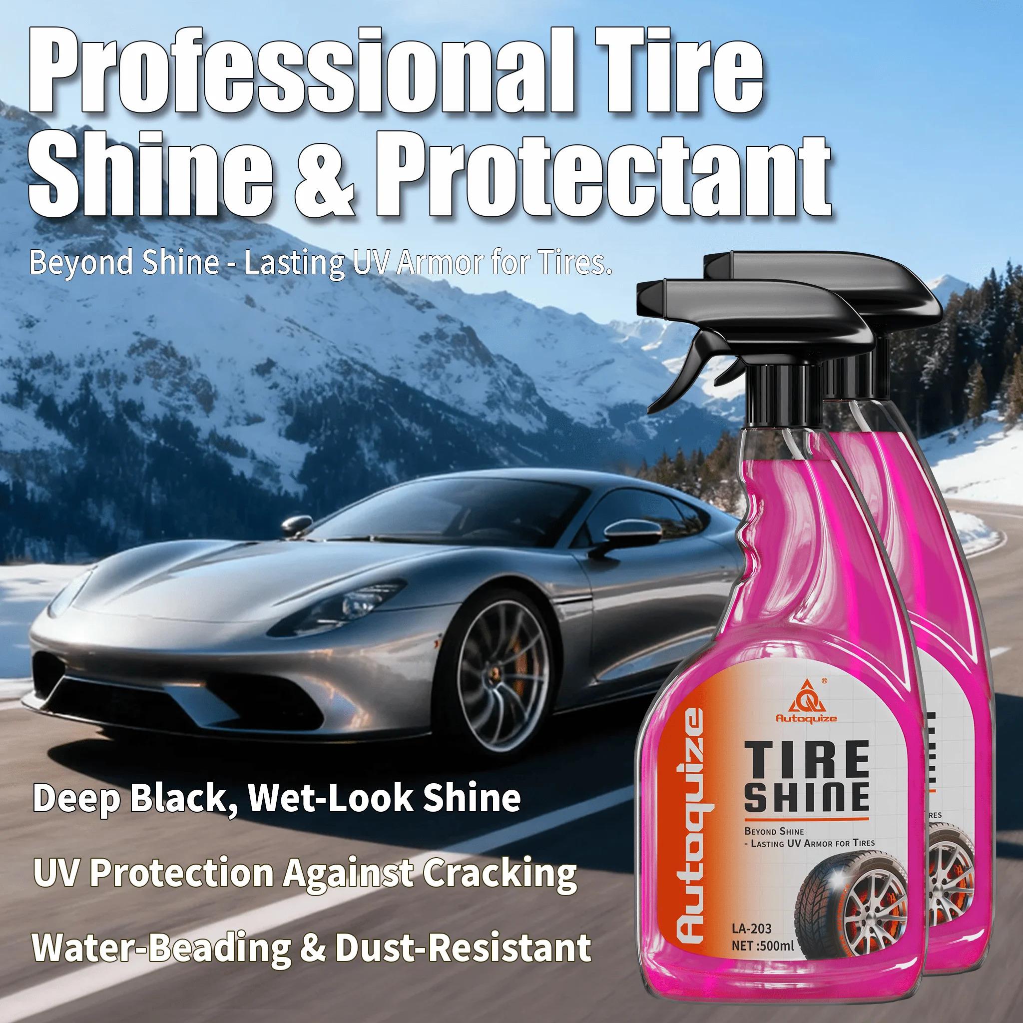 Autoquize Long Lasting Tire Shine Spray with UV Armor Protection Prevents Cracking Restores Deep Black Gloss Tire Care Wax