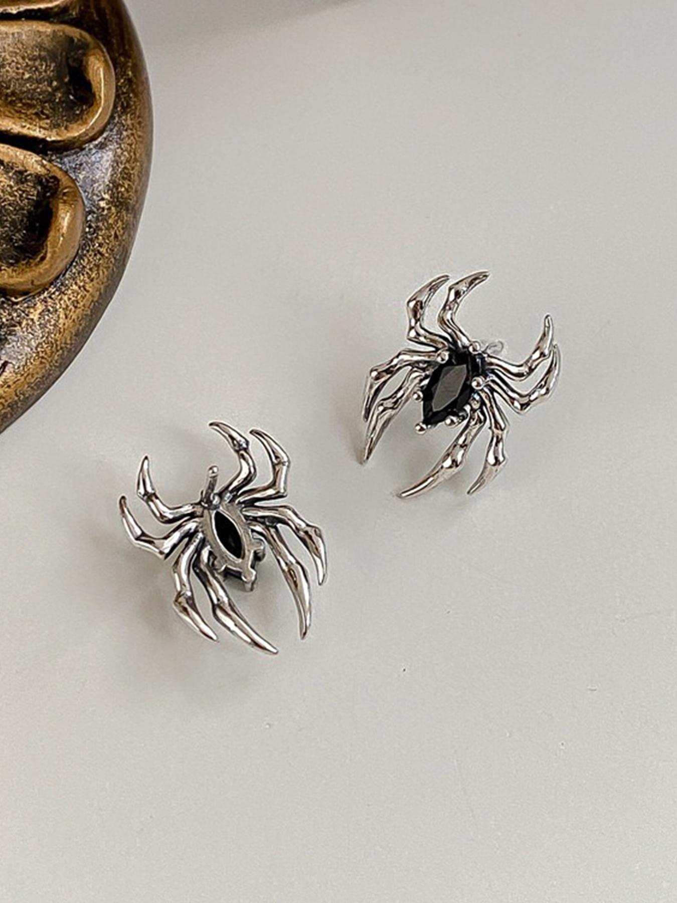 925 Sterling Silver Vintage Spider Design Earrings, High Quality Earrings, Fashionable Jewelry for Women & Men, Trendy All-match & Exquisite Jewelry for Birthday Gift