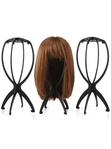 3Pcs wig stands, black and pink, suitable for multiple wigs and hats, wig stands, ideal for travel, display, wig styling, foldable wig rack, durable wig display tool, suitable for all wigs travel wig rack