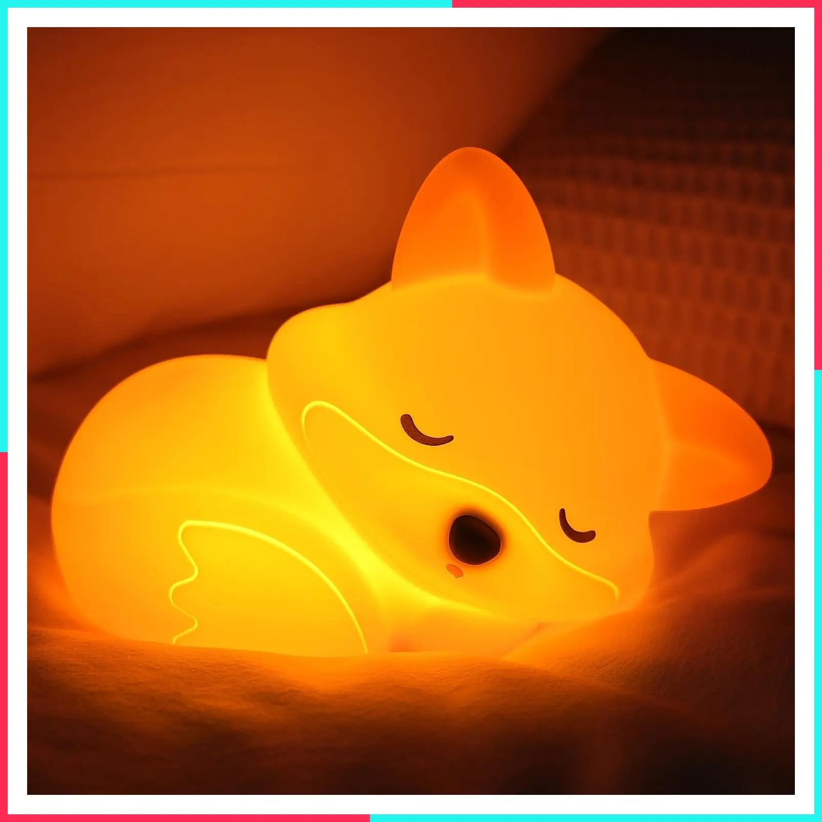 Fox Night Light, Squishy Fox Silicone Lamp, Rechargeable Dimmable Timer Bedside Touch Nightlight for Breastfeeding Toddler Baby Kids