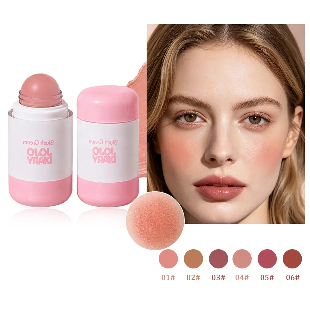 Cream Blush Stick – 6 Shades Natural Flush, Buildable Glow, Easy to Blend for Face, Cheeks, Nose, Lips