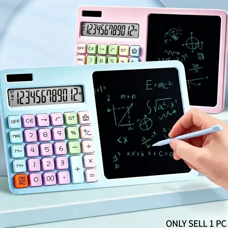 Creative 2-in-1 Calculator with LCD Writing Tablet - Student Math Helper & Memo Pad, Portable Electronic Calculator with Stylus, Perfect Gift for Kids & School