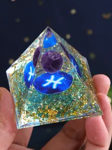 1pc natural stone 6cm resin crushed stone constellation pyramid, uniquely decorated, very suitable for enthusiasts to collect
