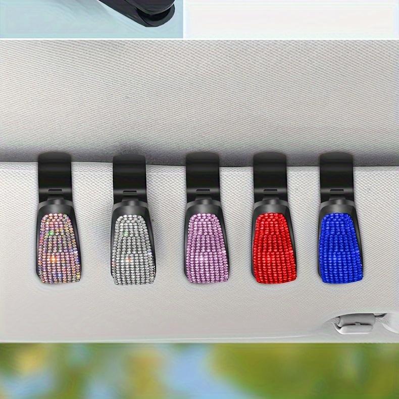 1pc Sparkling Rhinestone - Car Sun Visor Clip - Multifunctional Fashion Glasses Holder for Vehicle Interior Accessories