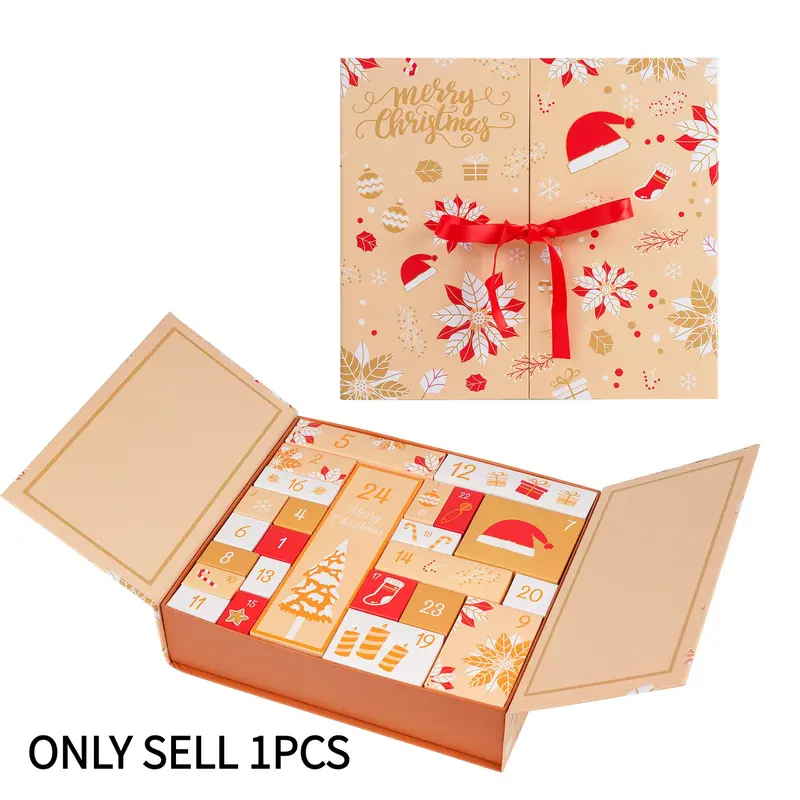 Christmas Advent Calendar Countdown Calendar 24 Days of Surprises Christmas Xmas Gifts Empty Box, Fill Advent Calendar Storage Organizer DIY for Adults Kids Gifts Holiday Decoration