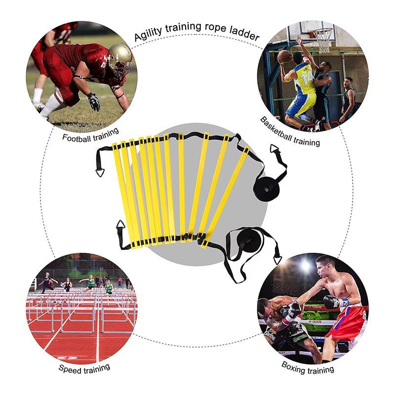 Agility Ladder Football Training Equipment, Including 1 6m 12 Section Heavy Duty Plastic Step, 10 Disc Cone and 4 Nail for Football Training, Tennis and Boxing Training, Sports Accessories, Summer Gift, Football Equipment Tools