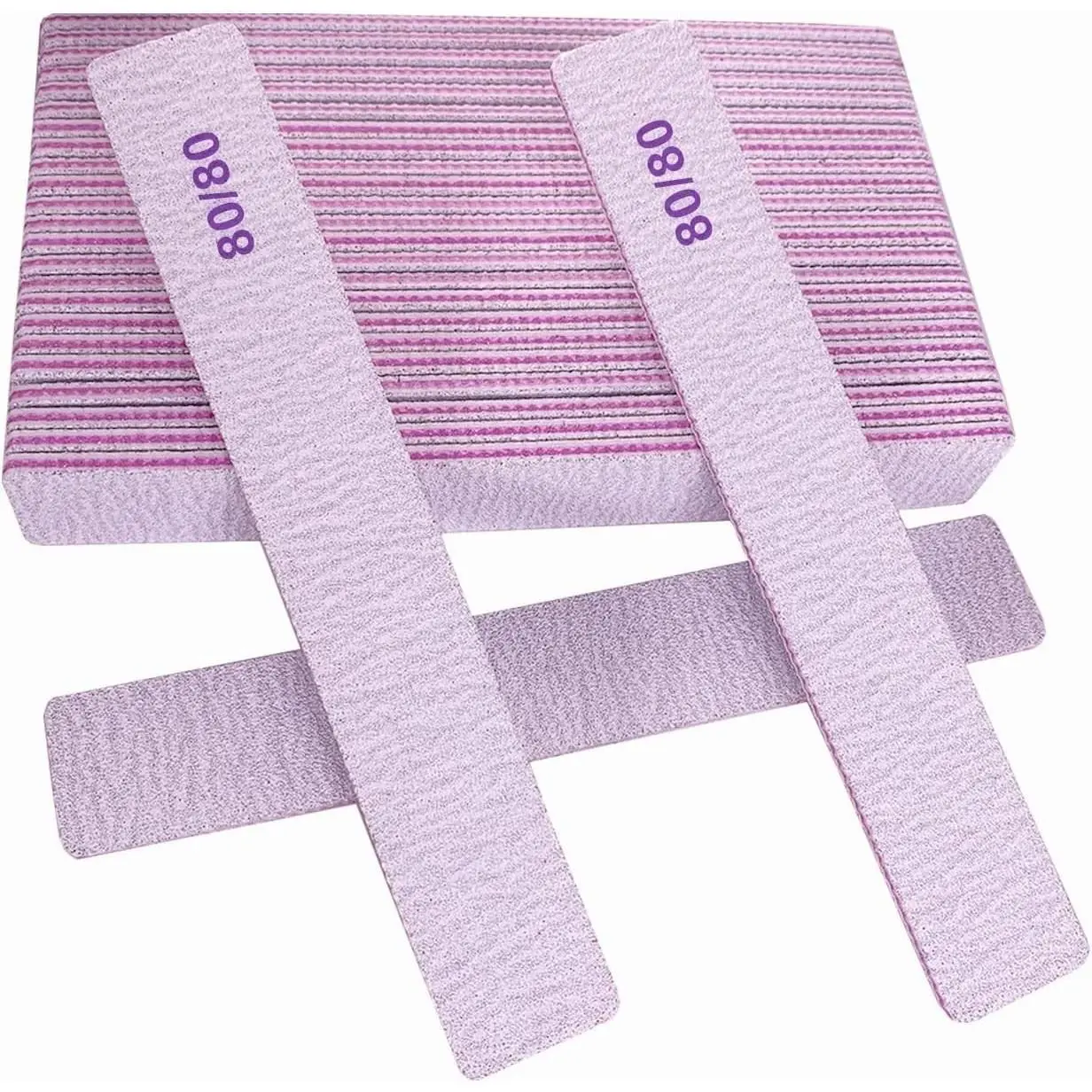 80/80 Grit Manicure Nail Care Set (25 Pcs), Coarse Handy Double-Sided Emery Boards for Acrylic & Gel Nails, Professional Filers Pack, Smooth