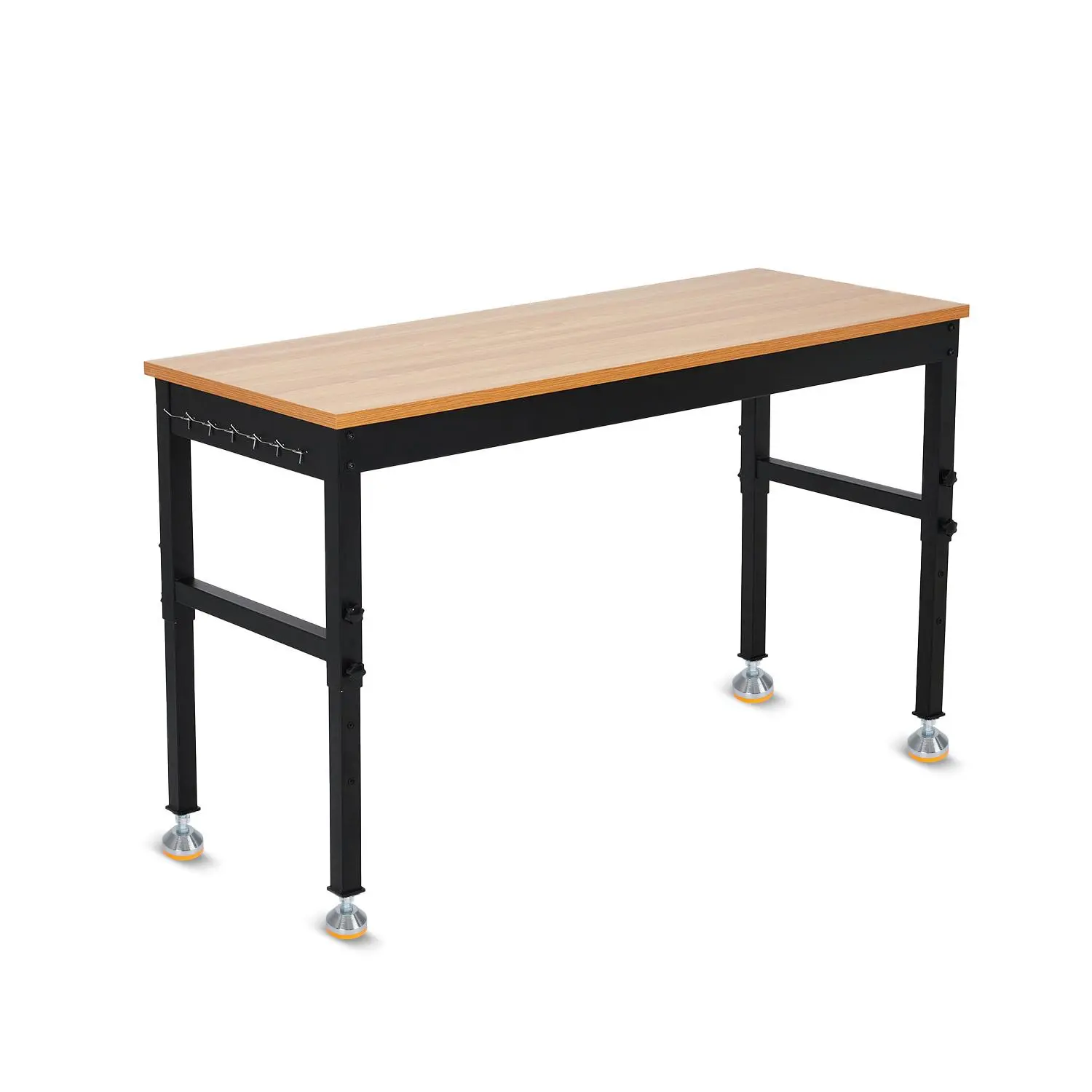 Garvee Heavy Duty Adjustable Height Workbench with Built-In Power Outlets, Sturdy Steel Frame & Rubberwood Top, 2000 LBS Load Capacity Ergonomic Work Table for Garage, Workshop, Home & Office