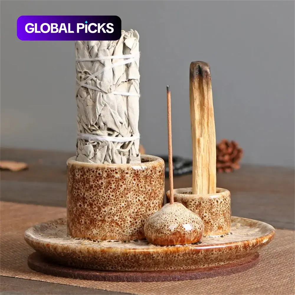 4 in 1 Ceramic Incense Holder, 1 Count Creative Incense Burner Holder, Decorative Incense Holder, Cool Incense Burners for Home Fragrance Decor, Home Decor, Room Decor, Freshener #GLOBAL PICKS