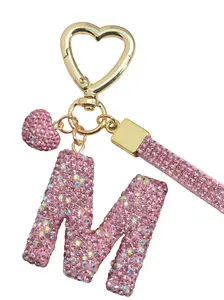 Elegant Rhinestone Letter Keychain, Heart Loop, High-Quality Women's Daily Accessory, Backpack Car Decoration