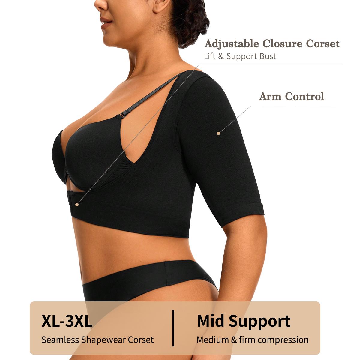 Women's Arm Shaper Post Surgery Compression Top Posture Corrector Shapewear Vest Women Chest Brace Push Up Bra Comperssion Sleeveles Arm Fornt Closure Shaperwear Plus Size XL-3XL