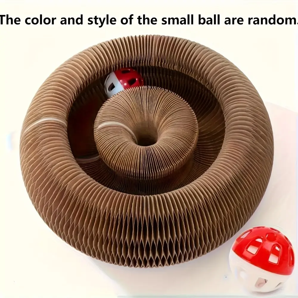 Durable Rotatable Cardboard Cat Scratcher Toy, Interactive Cat Scratch Pad with Natural Environment Design, Indoor Enrichment Toy for Kittens & Adult Cats, No Battery No Catnip