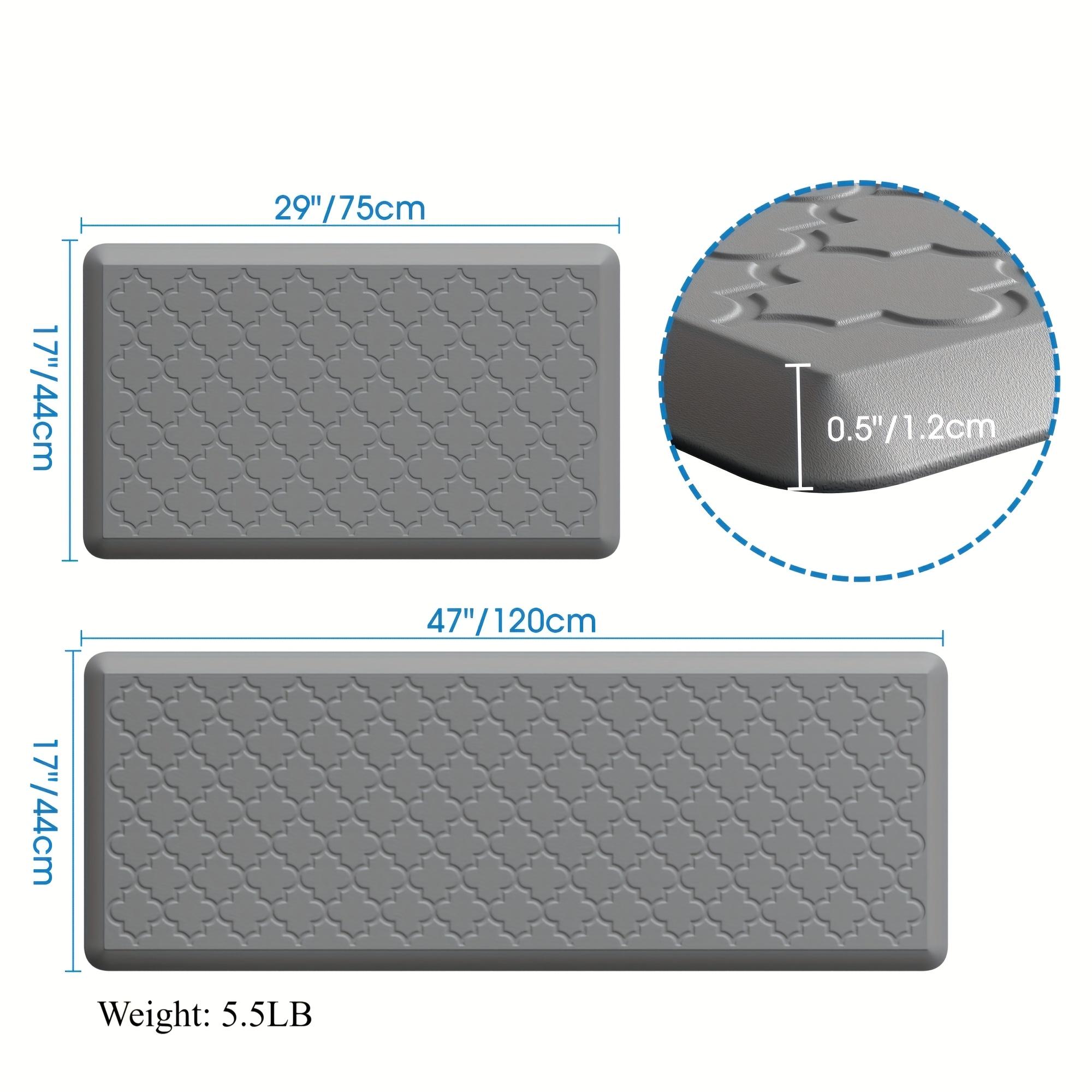 [Non-Slip Kitchen Mats] 2pcs Non-Slip Cushioned Kitchen Mats for Floor| Anti Fatigue Mats for Standing, Office, Sink, Laundry - Grey