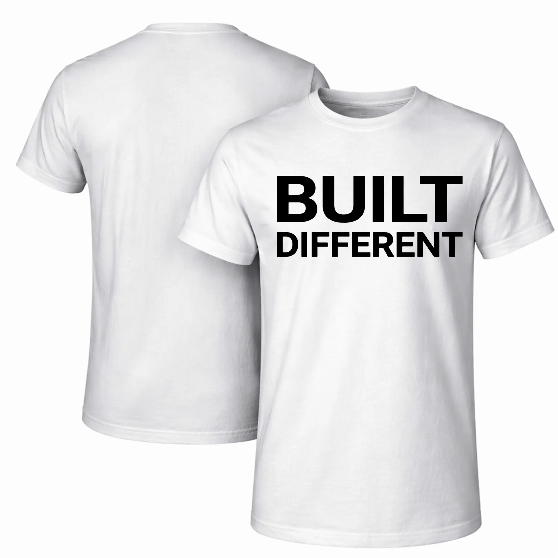Men’s 100% Cotton BUILT DIFFERENT Graphic Print T-Shirt, Casual Short Sleeve Crew Neck Sports Style Tee, Soft Breathable Streetwear Top for Daily Wear, Travel, Outdoor Activities and Summer Casual Fashion