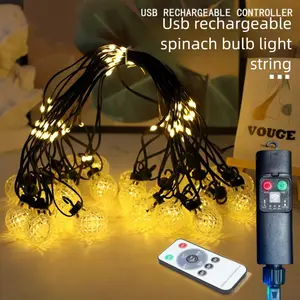 Pineapple Fairy String Lights USB Rechargeable Waterproof with Remote -Tropical Party Lights for Outdoor Camping Patio Bedroom Decor