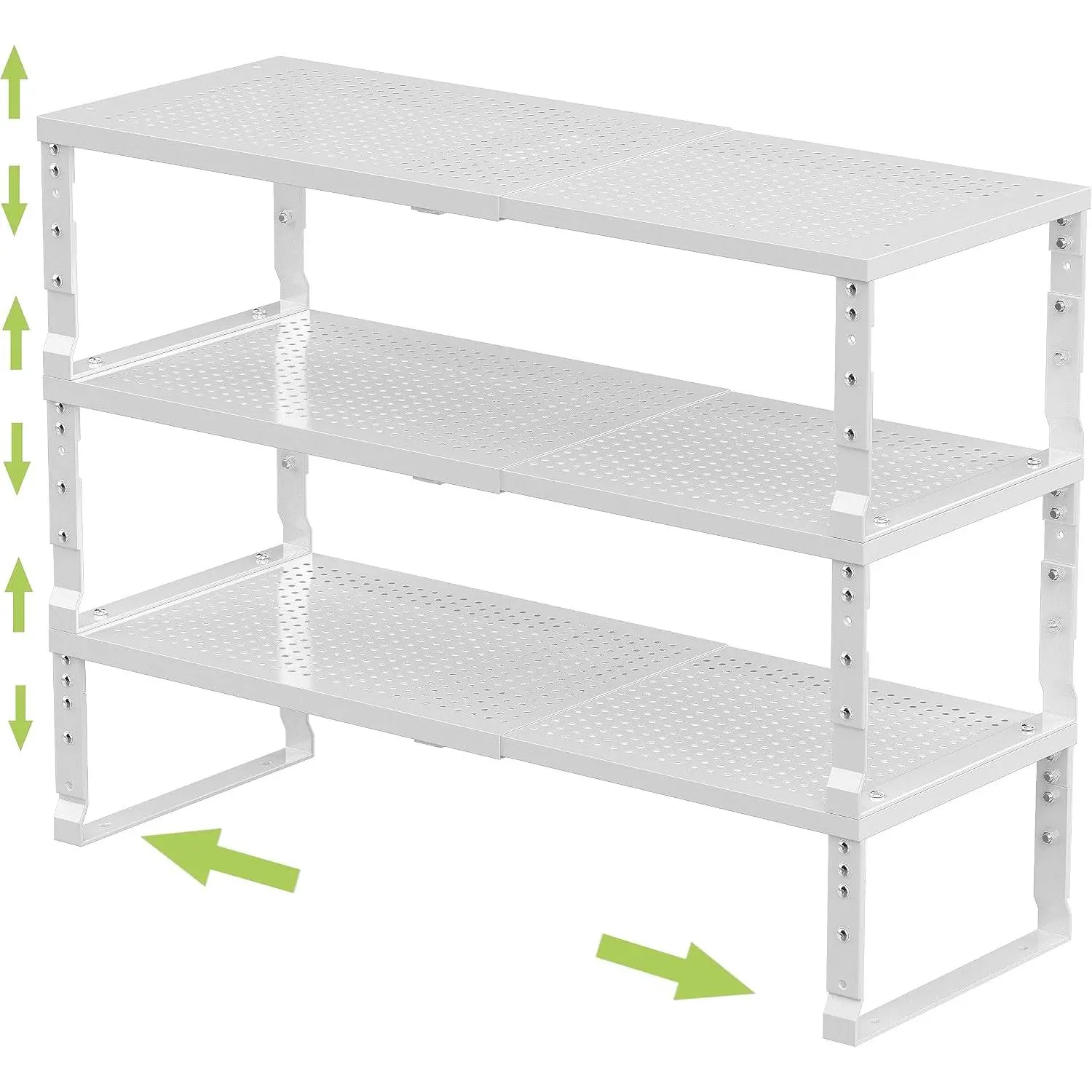 Large White Expandable Adjustable Stackable Metal Kitchen Organizer - Spice Rack, Pantry Storage Shelves, Counter Shelf for Pantries/Cabinets (3 Packs)