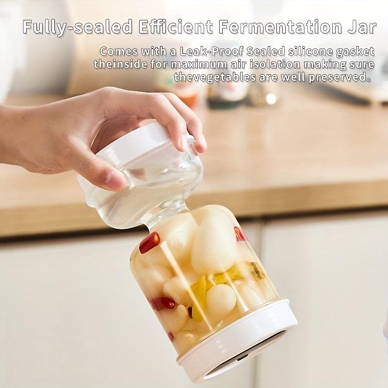 1pc Pickle Jar with Fork — Wet & Dry Separation Container for Pickles and Olives — Food Storage Jar