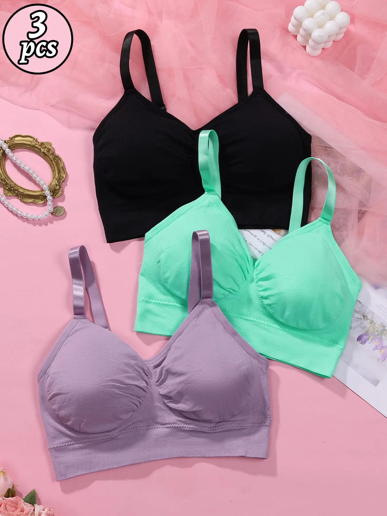 Light Support Seamless Sports Bralettes for Women, High Stretch No Constriction Wireless Bra, Adjustable Straps Push Up for Yoga Gym Daily Commute Wear, Workout Sports Bra