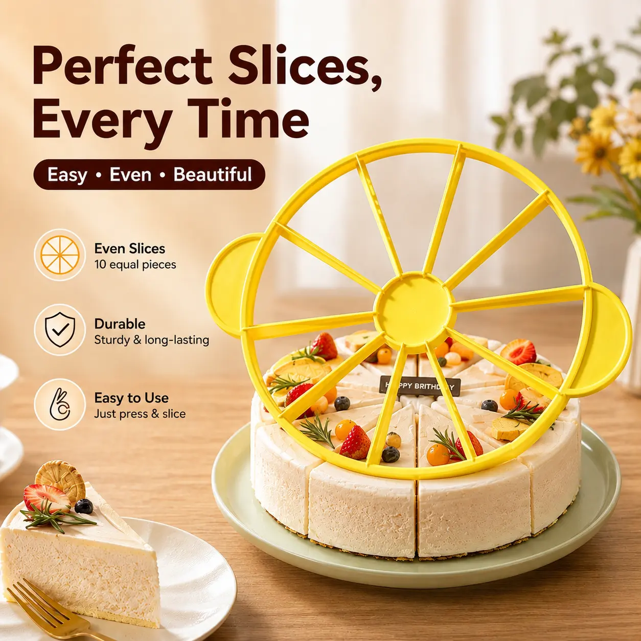 1 Piece Plastic Cake Slicer, Cake Divider, Round Bread Cake Mousse Divider, Baking Tool, Baking Utensils Supplies-YY2