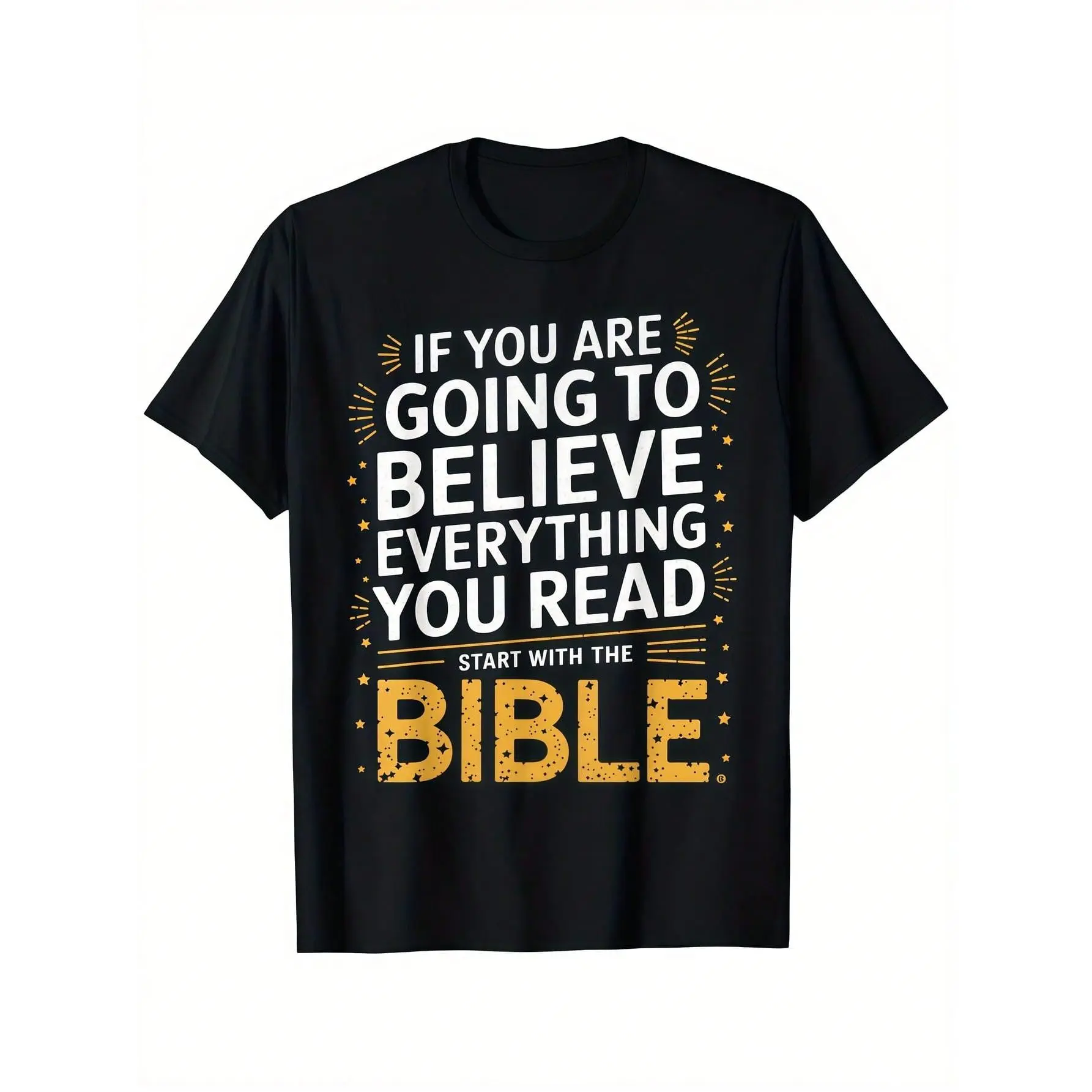 Men's Clothing Bible Text Printed Black Tshirt, Graphic Tee, Summer Tops, Shirt, Unisex Casual Crew Neck Tshirt