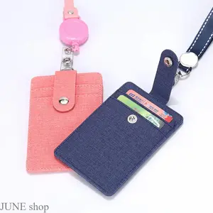 PU Leather Multi Slot ID Badge Holder With Retractable Adjustable Lanyard, Durable Secure Card Reel For Office Work Access Card, Practical Daily Office Stationery Essential