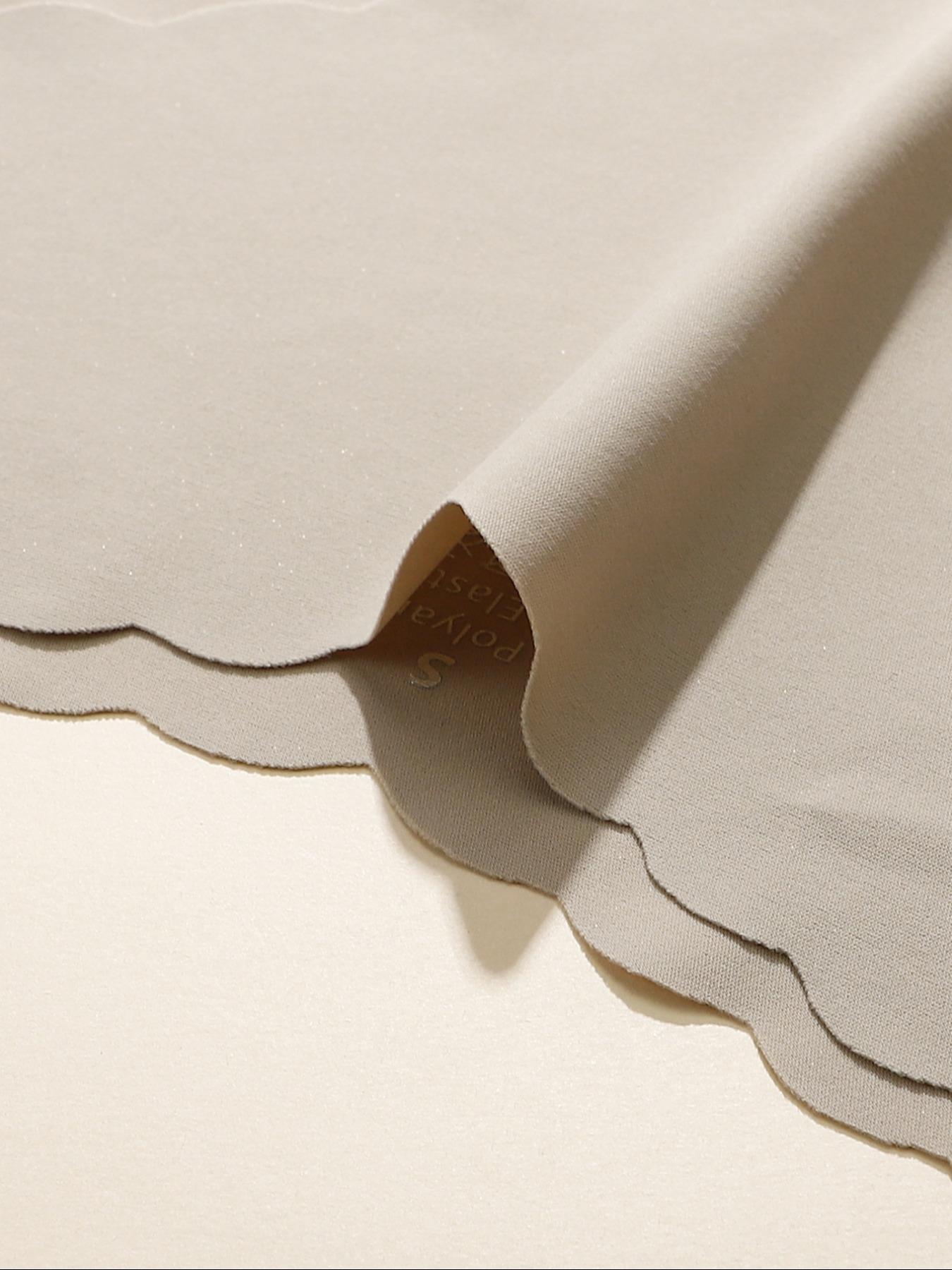 Women's Seamless Triangle Panties Set, Soft Thin Fitted Design, Fashionable Wave Edge, Casual Plain Pattern, All Seasons Wear