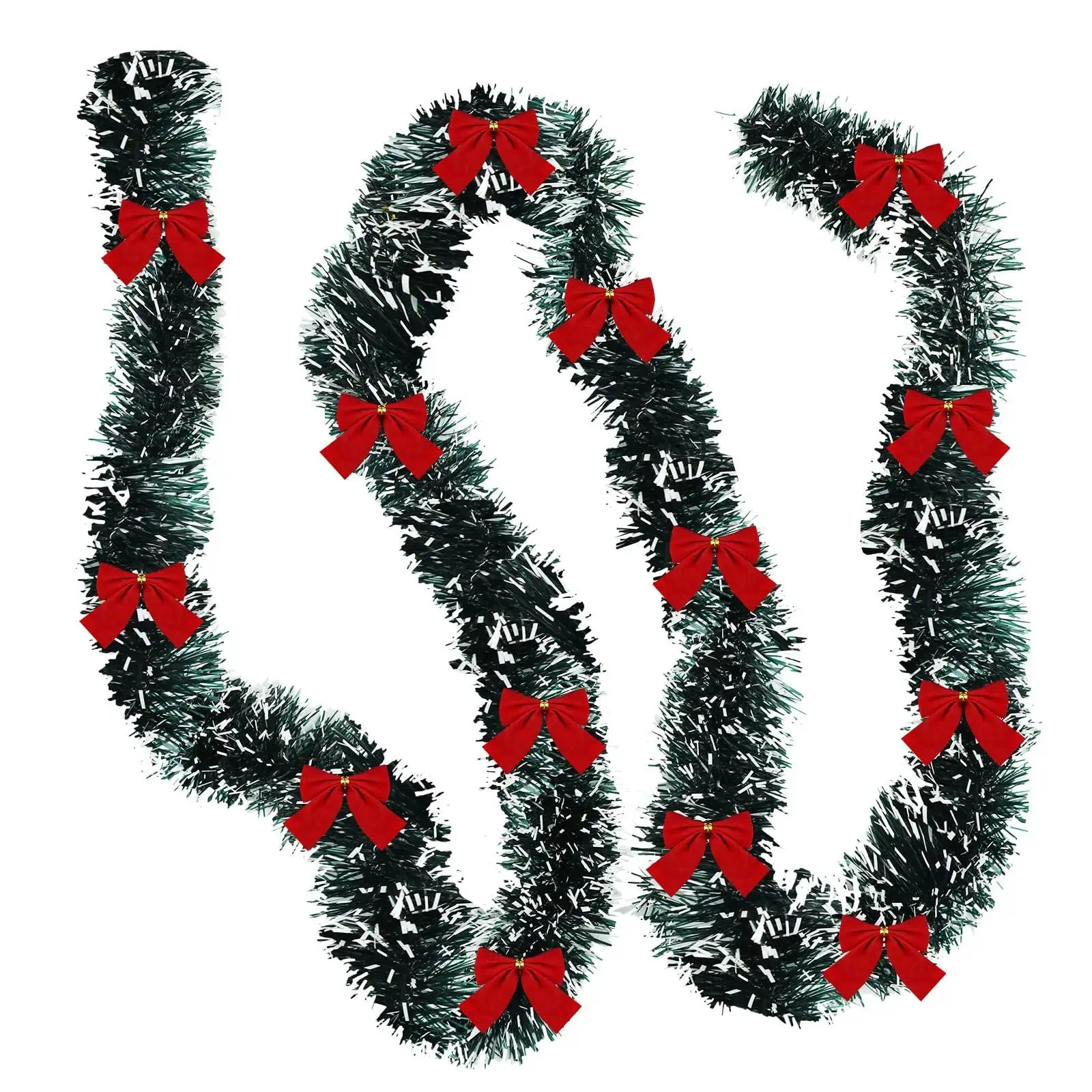 Artificial Christmas Garland Xmas Tinsel Garlands with Bowknot for DIY Wreath Christmas Tree Ornaments New Year Home Table Decor Collapsible Lime Green Pop Up