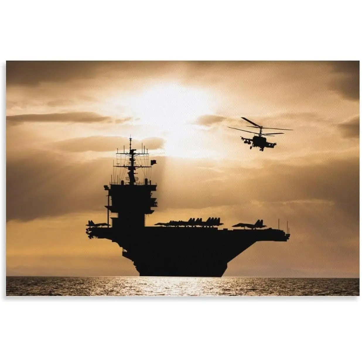 Top Gun Carrier Frame-Style Canvas Poster Prints, 5 Cool Artworks, Wall Art Hanging Pictures for Home Decor